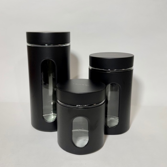 STAINLESS STEEL GLASS CANISTER SET - Picture 2 of 5